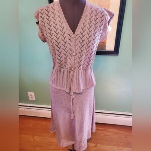 Unique Vintage Lavender Knit Two-Piece Dress Set